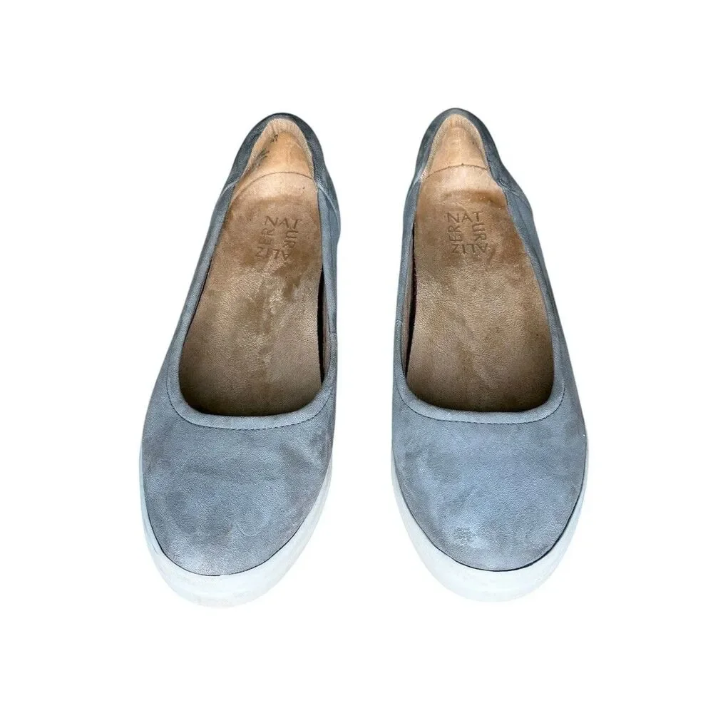 Naturalizer Platform Wedges Pump Size 7.5W  Slip On Gray Leather Suede Heels
